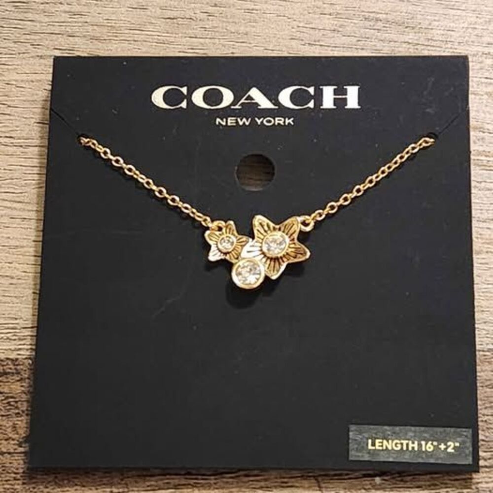 Coach Goldtone Flower Necklace NEW